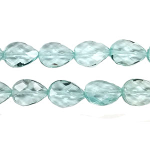 AQUAMARINE QUARTZ (GLASS) FACETED PEAR CD 13X18MM